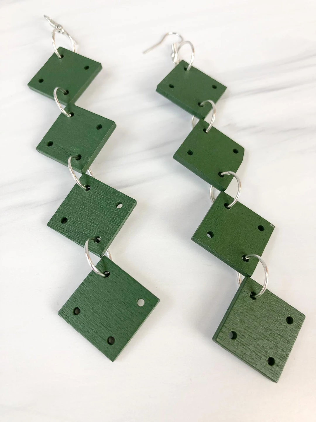 Jianhui London Jianhui London 4 Square Drop Earrings, Racing Green