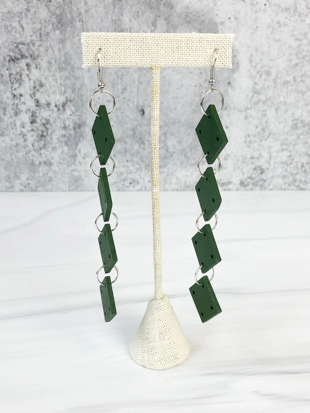 Jianhui London Jianhui London 4 Square Drop Earrings, Racing Green