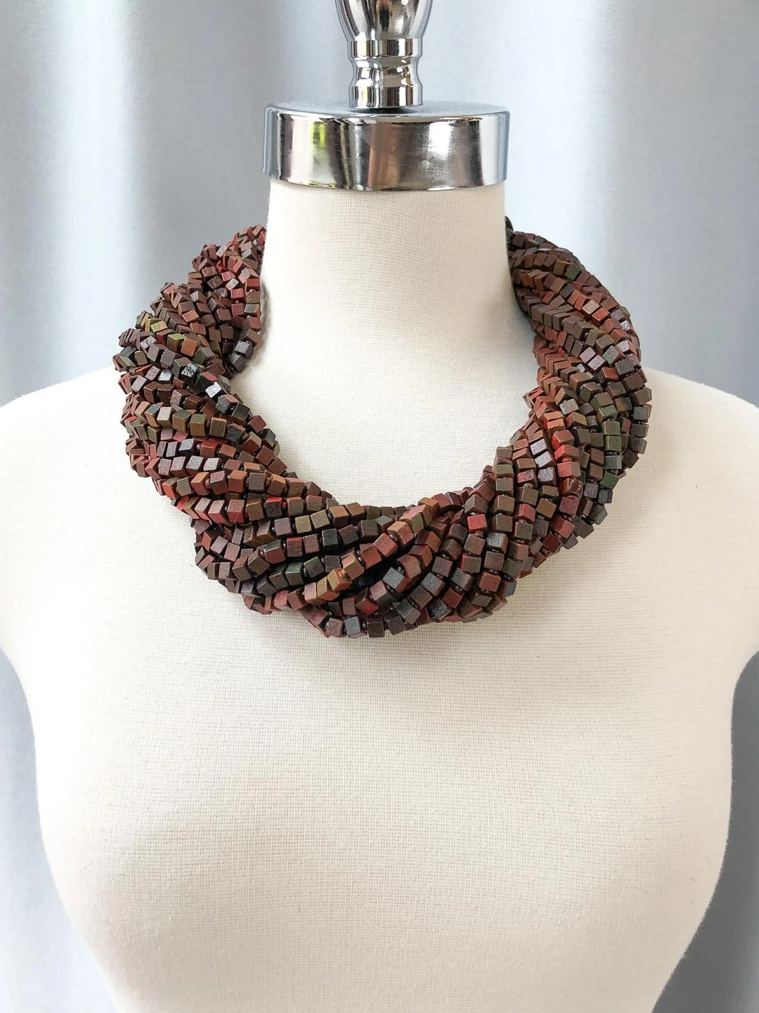 Jianhui London Jianhui London Hand Painted The Next Pashmina Beaded Necklace, Wine/Green