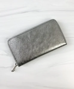 Jijou Capri Kate Metallic Leather Wallet, Silver Jijou Capri