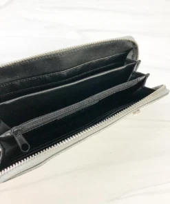 Jijou Capri Kate Metallic Leather Wallet, Silver Jijou Capri