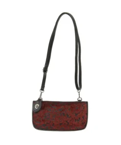 Joy Susan Joy Susan Mini Crossbody Wristlet Clutch, Red Faux Fur Abstract