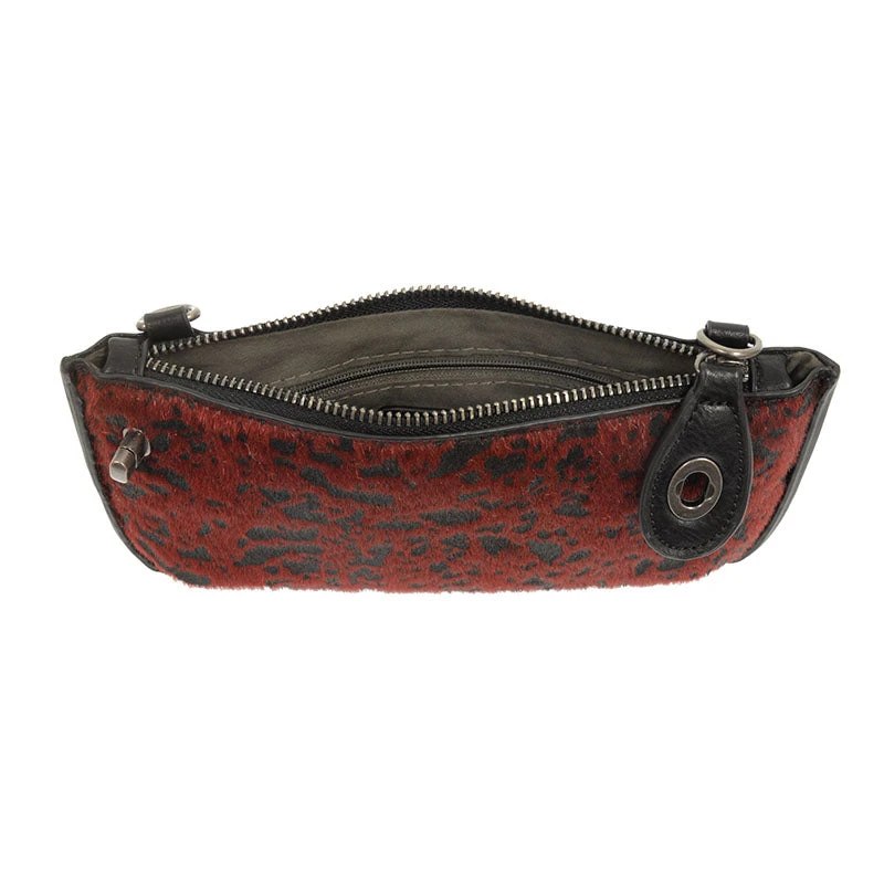 Joy Susan Joy Susan Mini Crossbody Wristlet Clutch, Red Faux Fur Abstract