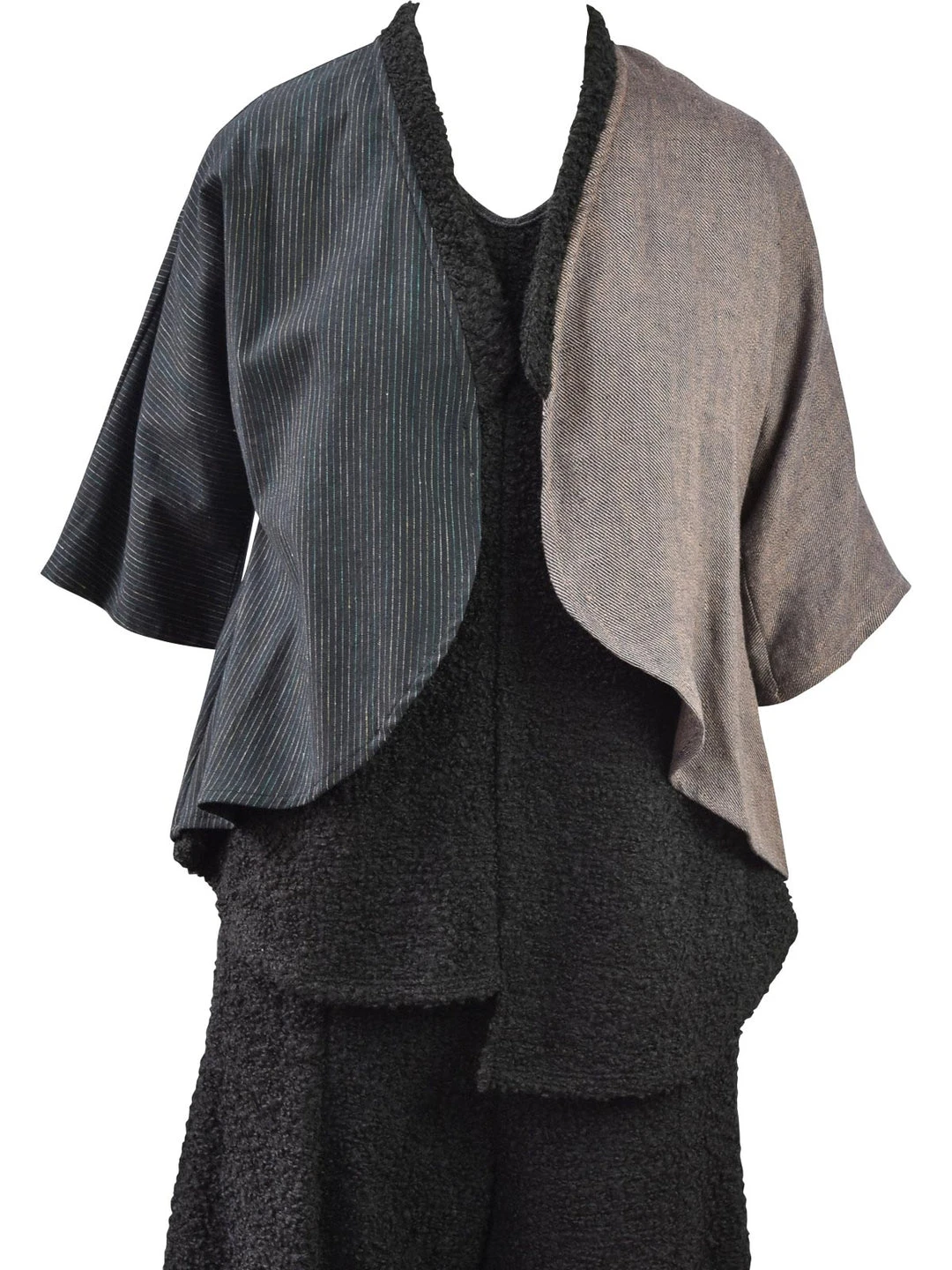 Khangura Dolman Sleeve Open Bolero Jacket, Brown/Black