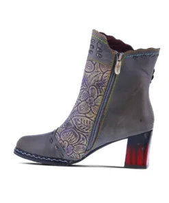 L'Artiste L'Artiste Striolle Flower Motif Boot In Grey Multi