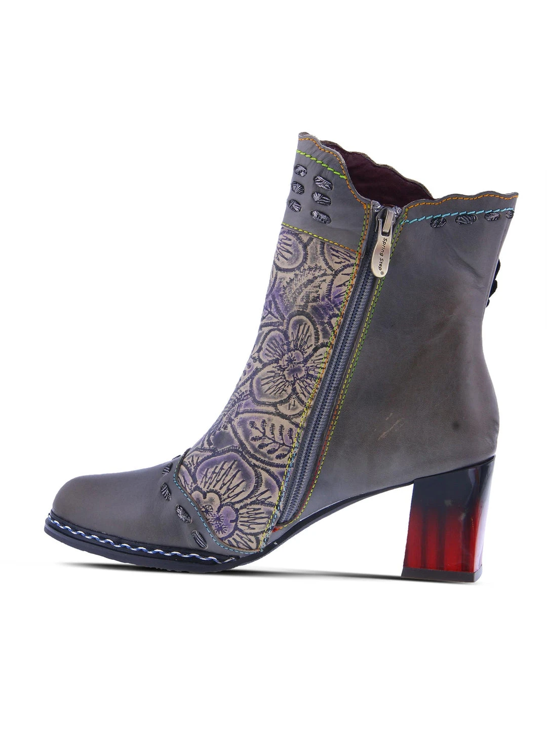 L'Artiste L'Artiste Striolle Flower Motif Boot In Grey Multi