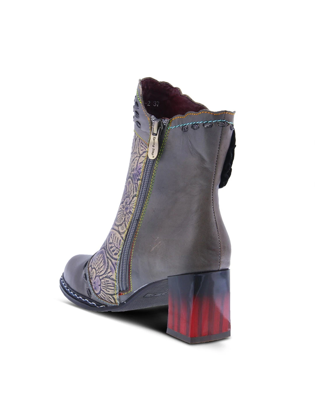 L'Artiste L'Artiste Striolle Flower Motif Boot In Grey Multi