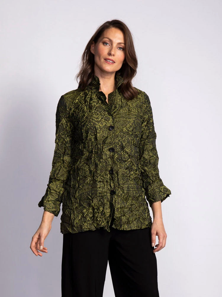 Liv By Habitat Clothes Liv By Habitat Crushed Boyfriend Jacket, Citron Tapestry