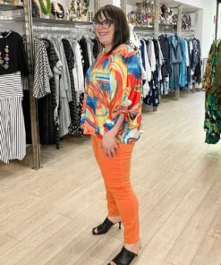 Liverpool Los Angeles Liverpool Los Angeles Gia Glider Crop Skinny, Orange Twist