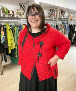 Mara Gibbucci Embroidered Short Jacket, Red Mara Gibbucci