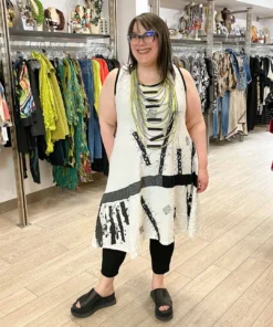 Mara Gibbucci Sleeveless Embroidered Patchwork Dress, Cream/Black Mara Gibbucci