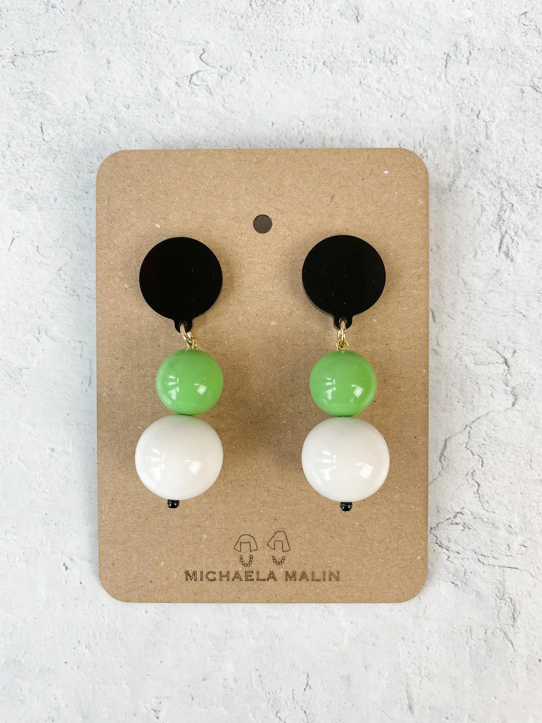 Michaela Malin Large Snowie Earrings, White/Green Michaela Malin