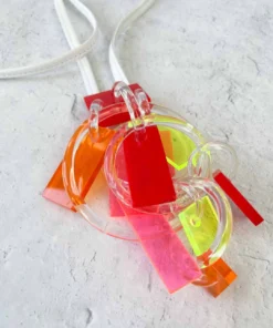 Monies Geometric Drops Pendant Necklace, Red Multi Monies