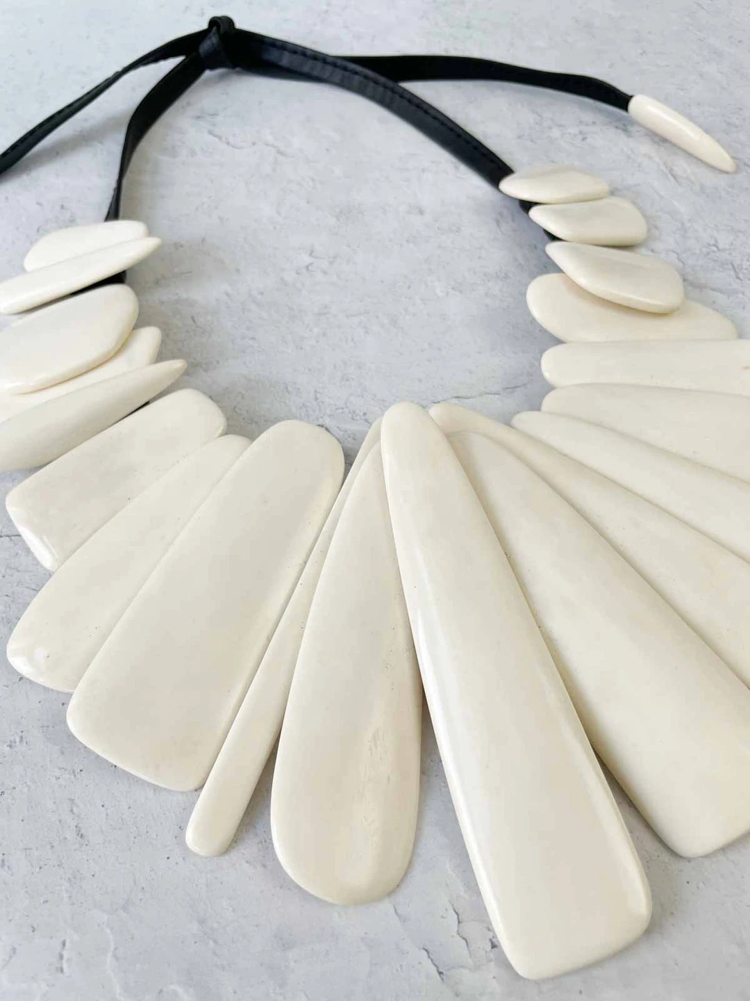 Monies Leather & Bone Bib Necklace, Bone