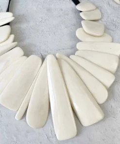 Monies Leather & Bone Bib Necklace, Bone