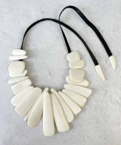 Monies Leather & Bone Bib Necklace, Bone