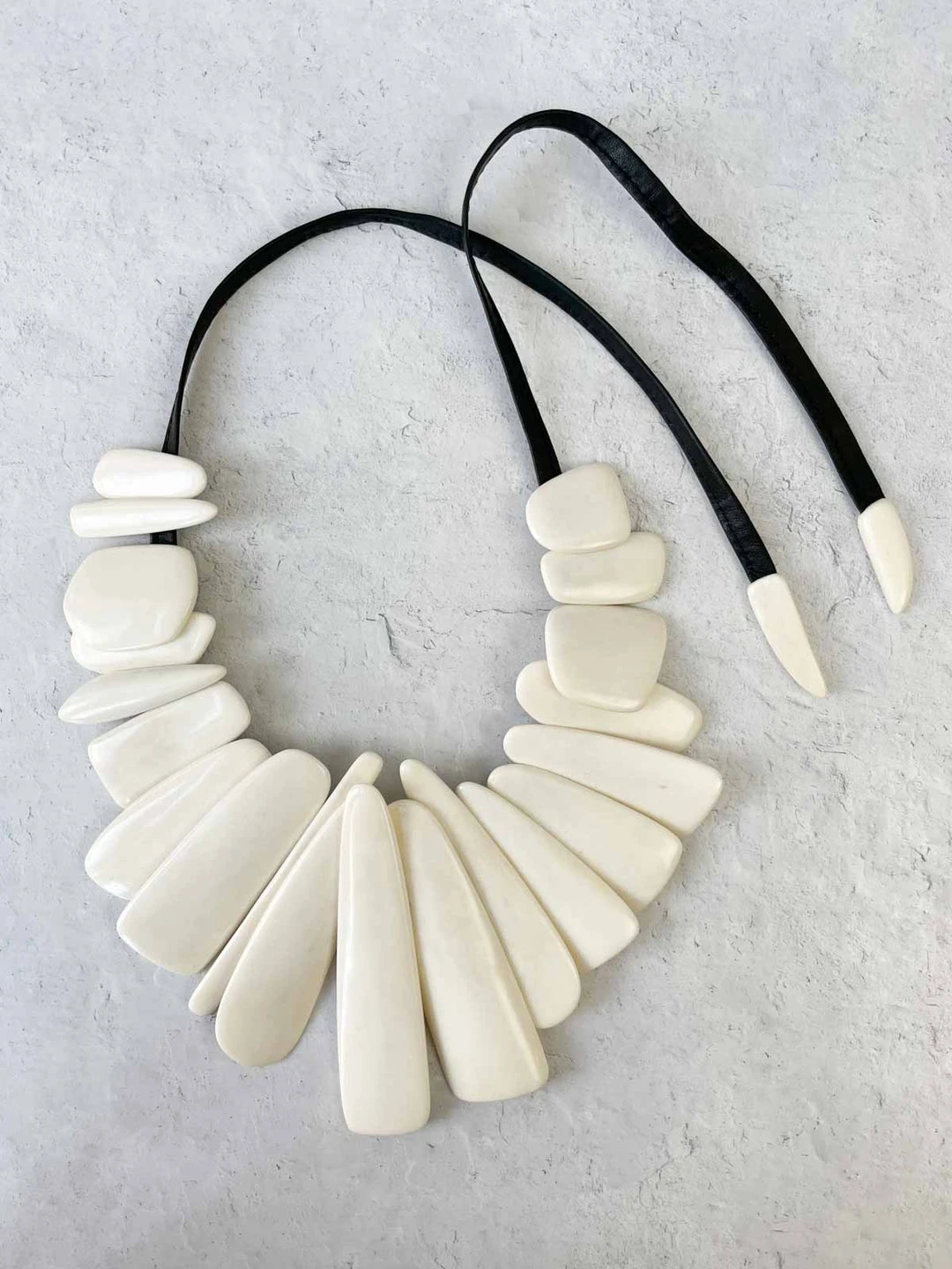 Monies Leather & Bone Bib Necklace, Bone