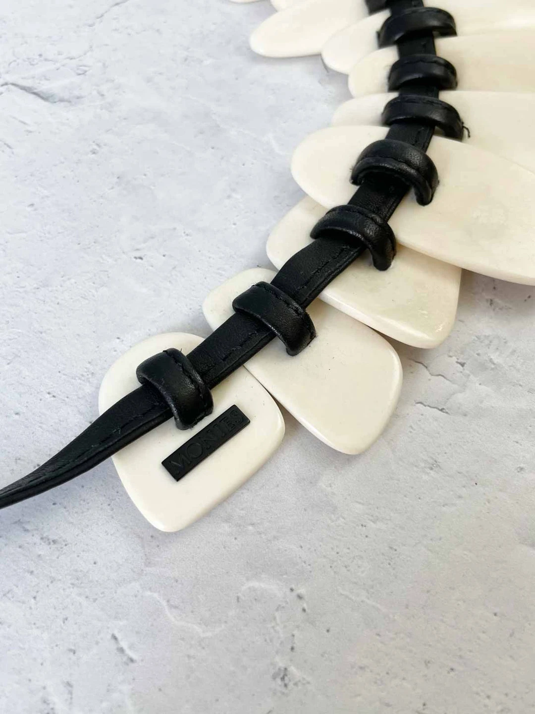 Monies Leather & Bone Bib Necklace, Bone