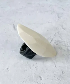 Monies Monies Long Faceted Carved Bone Ring, Bone