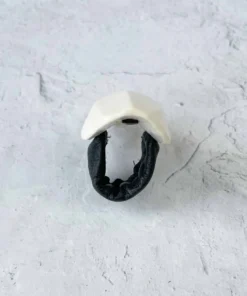 Monies Monies Long Faceted Carved Bone Ring, Bone