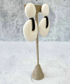 Monies Monies Round Drop Earclips, Bone