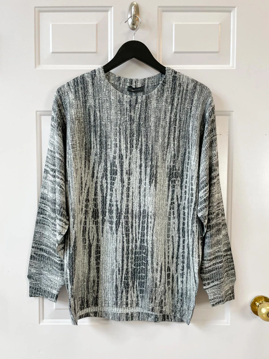 Nally And Millie Brushed Drop Sleeve Crew Top, Grey/Black