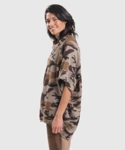Alembika Urban Camo Raglan Cocoon Top, Brown