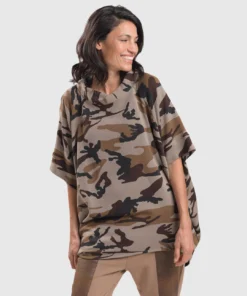 Alembika Urban Camo Raglan Cocoon Top, Brown