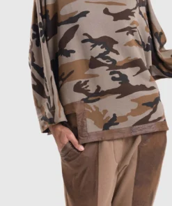 Alembika Alembika Urban Camo Hi Lo Boxy Top, Brown