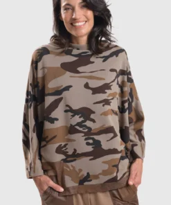 Alembika Alembika Urban Camo Hi Lo Boxy Top, Brown