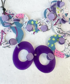 Pattern Gems Pattern Gems Harmony Necklace, Purple/Teal