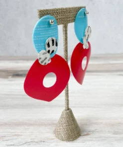 Pattern Gems Pattern Gems Large Teardrop Earrings, Aqua/Pink