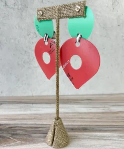 Pattern Gems Large Teardrop Earrings, Mint/Peach