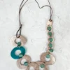 Pattern Gems Leather Music Necklace, Rose Gold/Teal