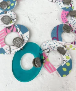 Pattern Gems Melody Necklace, Clear Teal/Pink Pattern Gems