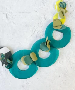 Pattern Gems Rhythm Necklace, Clear Teal/Yellow