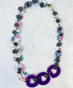 Pattern Gems Rhythm Necklace, Purple/Teal Pattern Gems