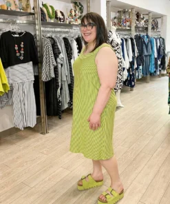 Pure Essence Pure Essence A-Line Tank Dress, Citrus/Grey