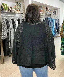 Pure Essence Crochet Oversized Poncho Top, Black Pure Essence