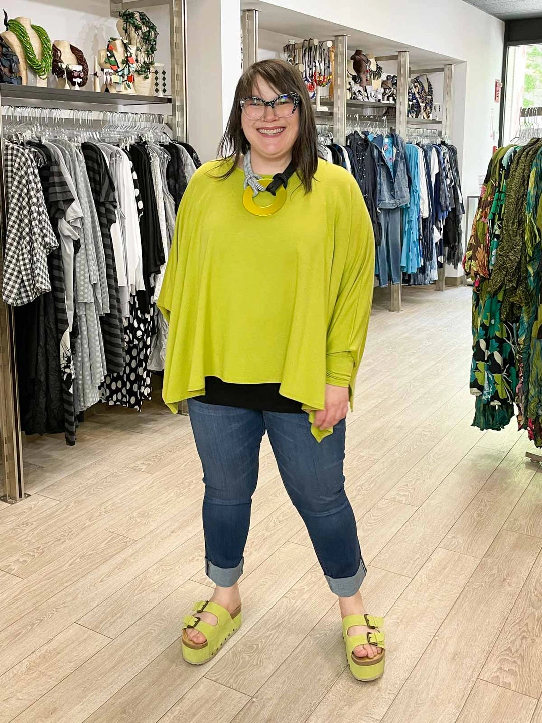 Pure Essence Oversized Poncho Top, Kiwi