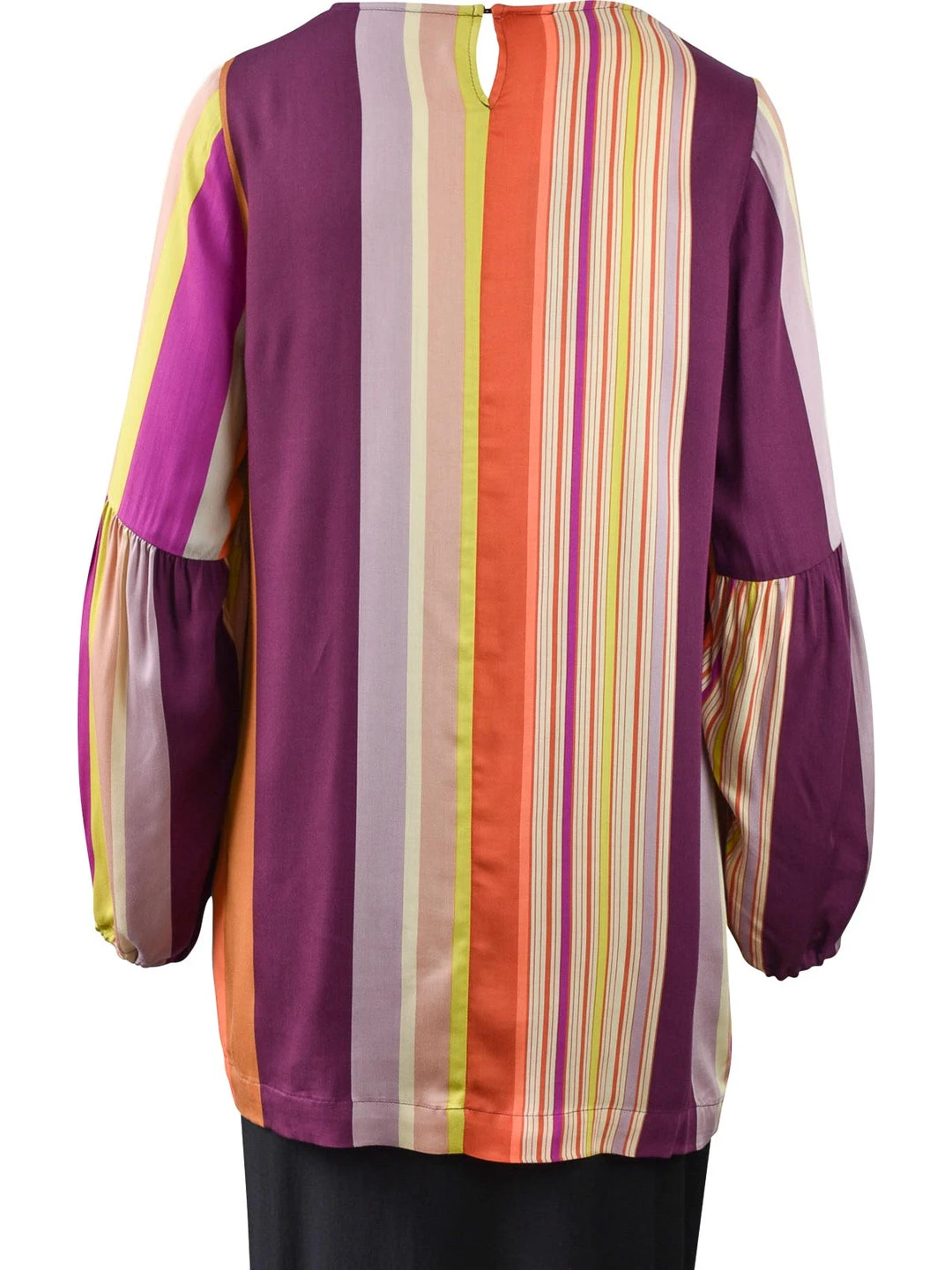 Q'Neel Gathered Sleeve Striped Blouse, Multi