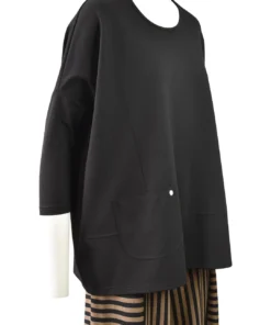 Q'Neel Ponte Oversized Boxy Top, Black
