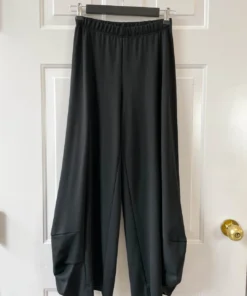 Q'Neel Ponte Seamed Lantern Pant, Black