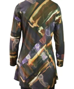 Q'Neel Q'Neel Printed Round Neck Tunic, Brown Multi