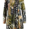 Q'Neel Printed V Neck Tunic, Olive Multi