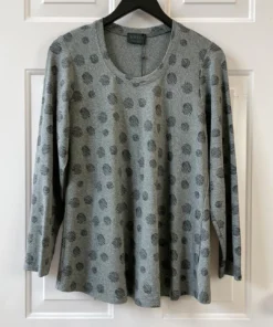 Q'Neel Scribble Dot Scoop Neck Top, Grey Q'Neel