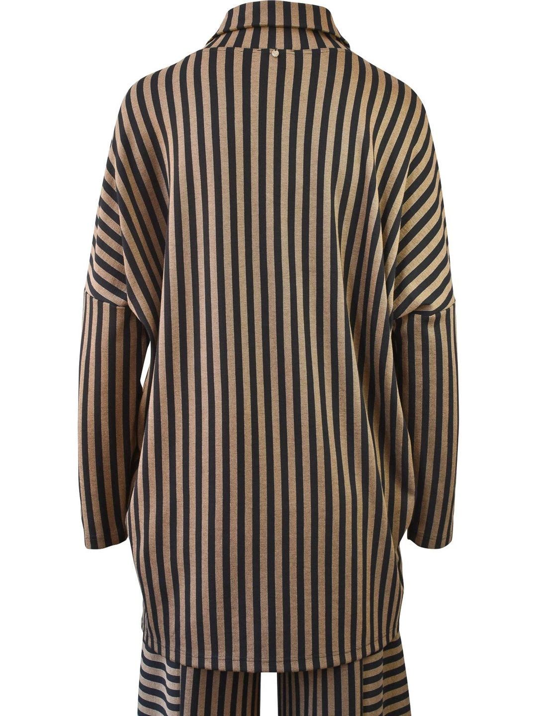 Q'Neel Q'Neel Striped Cowl Pocket Top, Black/Taupe