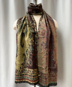 Rapti Fashion Rapti Fashion Cashmere Rectangular Scarf, Black Yellow Paisley