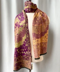 Rapti Fashion Cashmere Rectangular Scarf, Purple Peach Paisley Rapti Fashion
