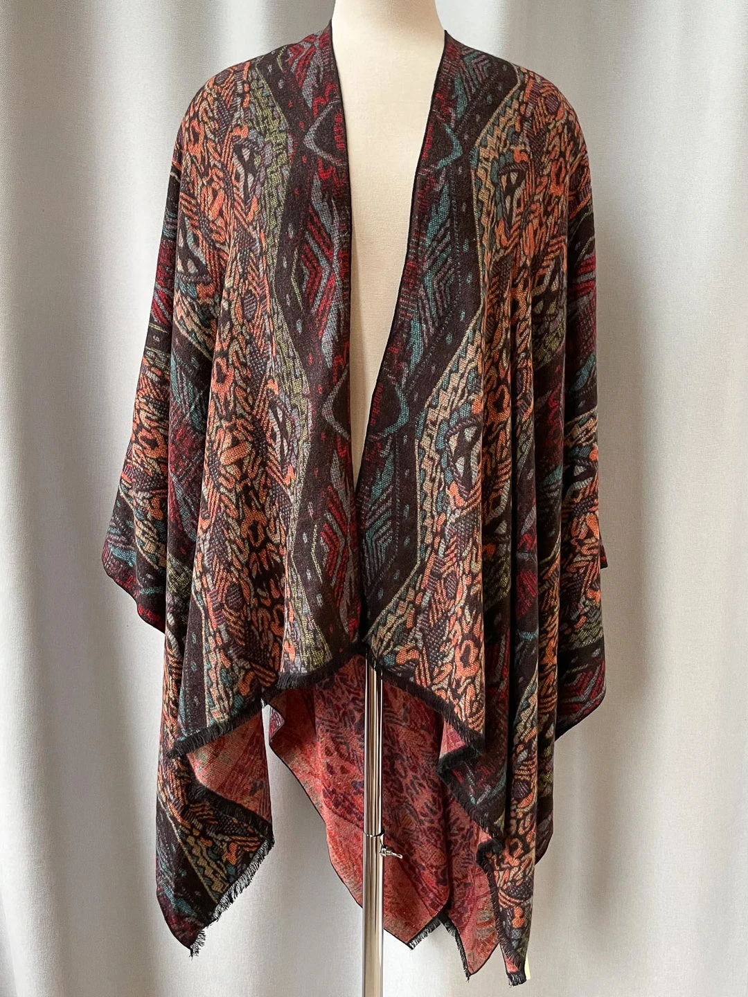 Rapti Fashion Rapti Fashion Cashmere Reversible Ruana, Sante Fe Mix